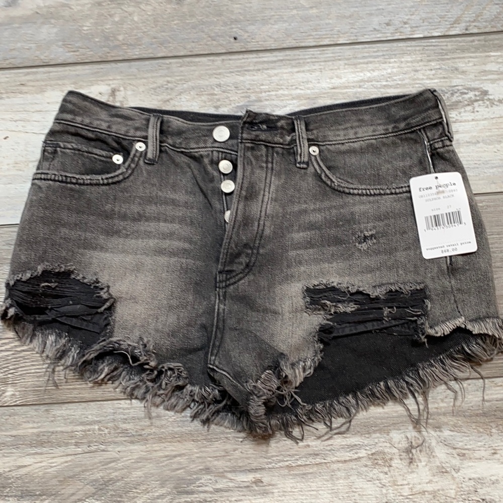 Free people denim black shorts